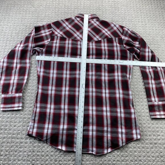Ely Cattleman Western Shirt Men Medium M Red White Plaid Button Up Cowboy Ranch - Picture 8 of 10